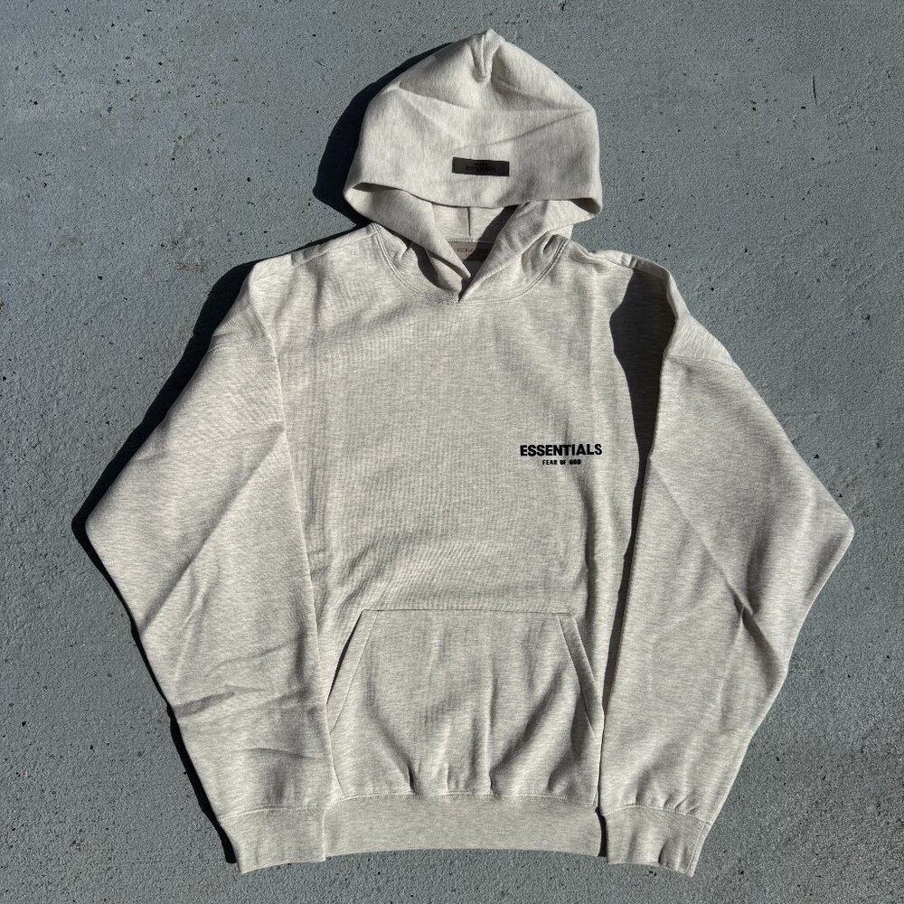 Fear of God Essentials Hoodie Grey Light Oatmeal Size Large